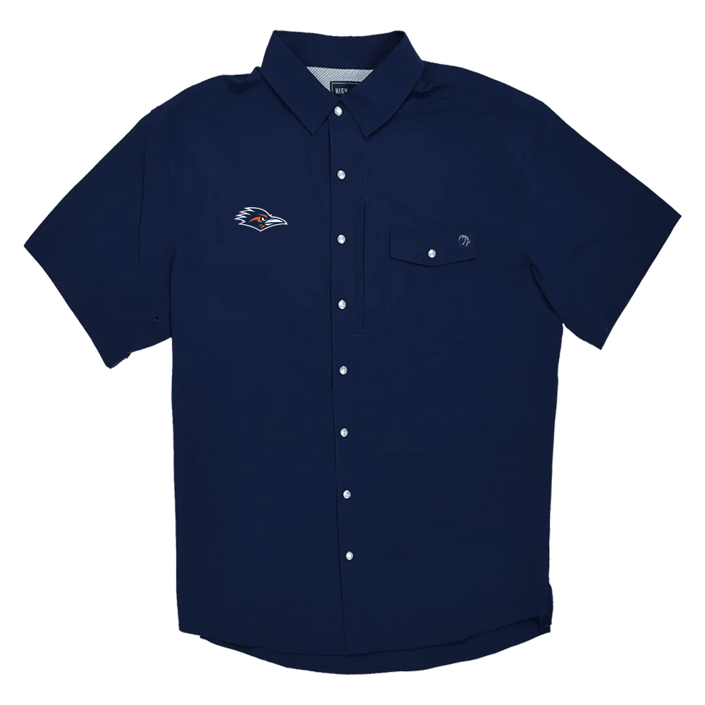 Navy Pearl Snap Fishing Shirt by High Creek