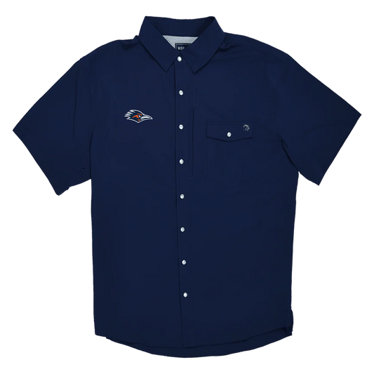 Navy Pearl Snap Fishing Shirt by High Creek